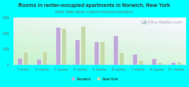Rooms in renter-occupied apartments in Norwich, New York