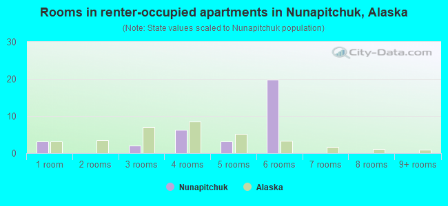 Rooms in renter-occupied apartments in Nunapitchuk, Alaska