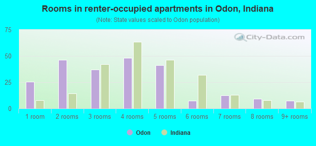 Rooms in renter-occupied apartments in Odon, Indiana