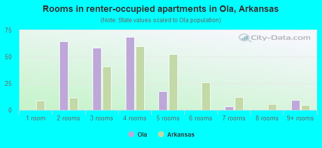 Rooms in renter-occupied apartments in Ola, Arkansas