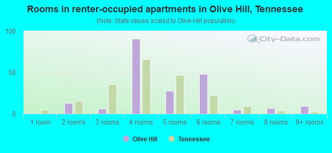 Rooms in renter-occupied apartments in Olive Hill, Tennessee