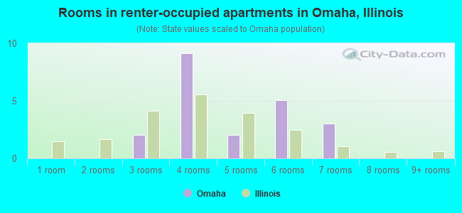 Rooms in renter-occupied apartments in Omaha, Illinois
