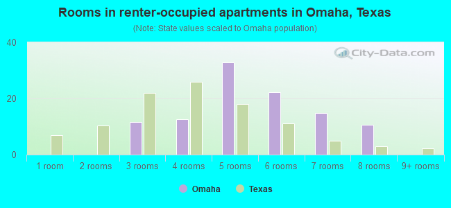 Rooms in renter-occupied apartments in Omaha, Texas