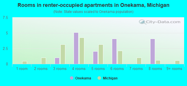 Rooms in renter-occupied apartments in Onekama, Michigan