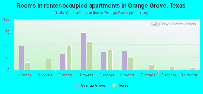 Rooms in renter-occupied apartments in Orange Grove, Texas