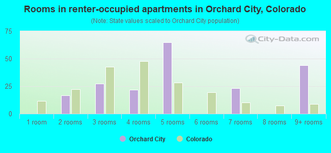 Rooms in renter-occupied apartments in Orchard City, Colorado