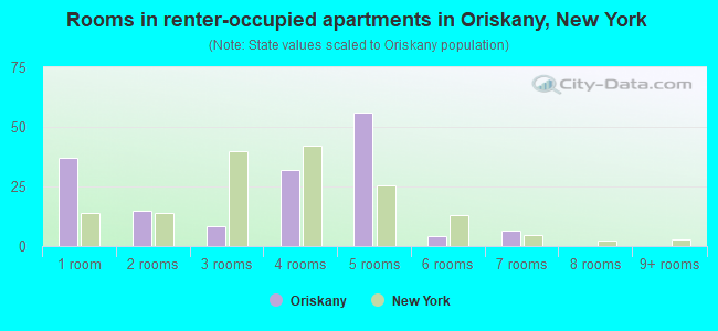 Rooms in renter-occupied apartments in Oriskany, New York