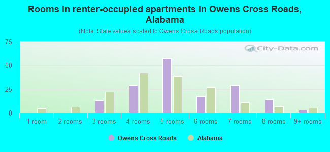 Rooms in renter-occupied apartments in Owens Cross Roads, Alabama
