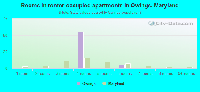 Rooms in renter-occupied apartments in Owings, Maryland
