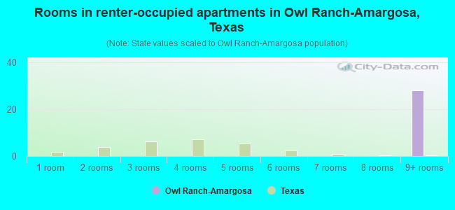 Rooms in renter-occupied apartments in Owl Ranch-Amargosa, Texas