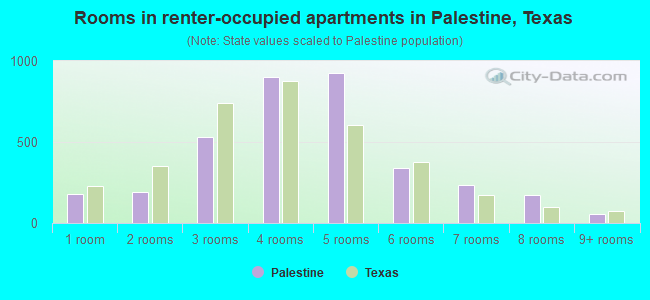Rooms in renter-occupied apartments in Palestine, Texas