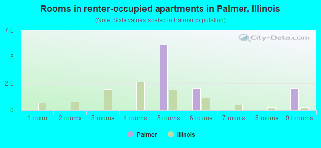 Rooms in renter-occupied apartments in Palmer, Illinois