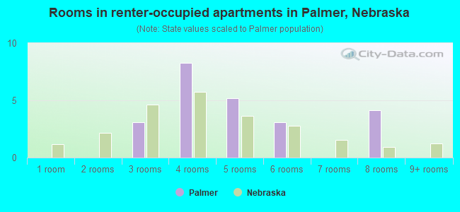 Rooms in renter-occupied apartments in Palmer, Nebraska