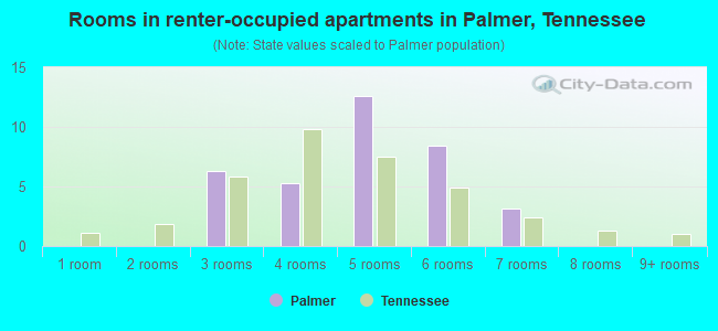 Rooms in renter-occupied apartments in Palmer, Tennessee