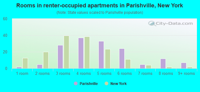 Rooms in renter-occupied apartments in Parishville, New York