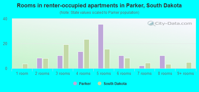 Rooms in renter-occupied apartments in Parker, South Dakota