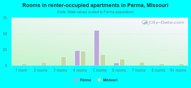 Rooms in renter-occupied apartments in Parma, Missouri