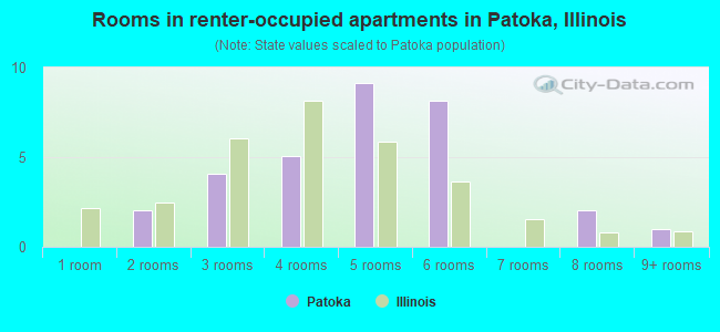 Rooms in renter-occupied apartments in Patoka, Illinois