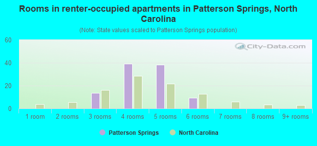 Rooms in renter-occupied apartments in Patterson Springs, North Carolina