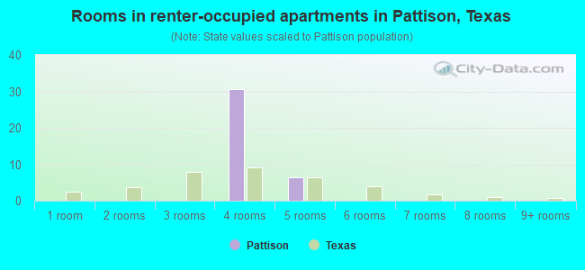 Rooms in renter-occupied apartments in Pattison, Texas