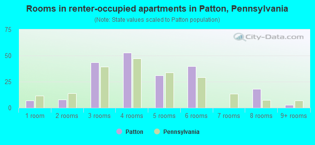 Rooms in renter-occupied apartments in Patton, Pennsylvania