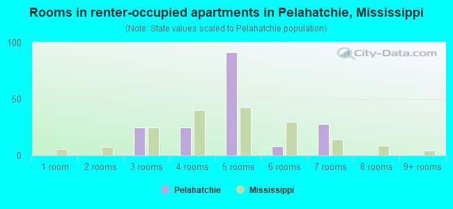 Rooms in renter-occupied apartments in Pelahatchie, Mississippi