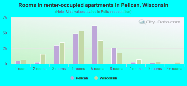 Rooms in renter-occupied apartments in Pelican, Wisconsin