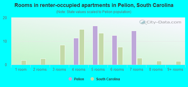 Rooms in renter-occupied apartments in Pelion, South Carolina