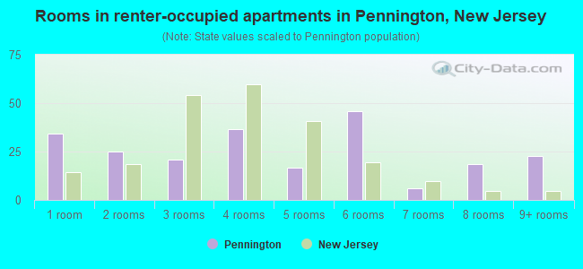 Rooms in renter-occupied apartments in Pennington, New Jersey