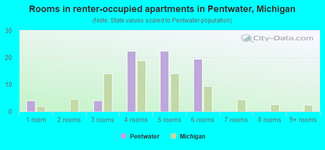 Rooms in renter-occupied apartments in Pentwater, Michigan