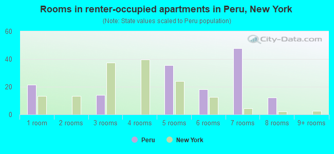 Rooms in renter-occupied apartments in Peru, New York