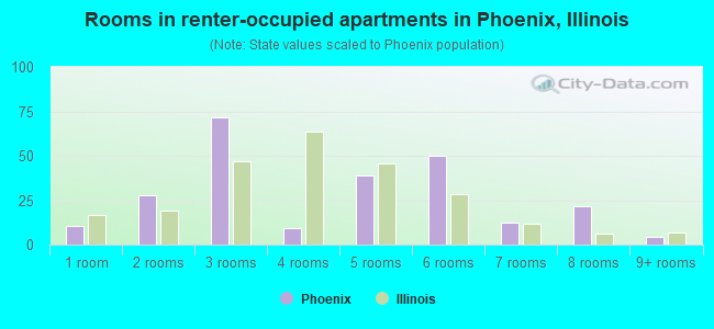 Rooms in renter-occupied apartments in Phoenix, Illinois