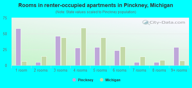 Rooms in renter-occupied apartments in Pinckney, Michigan