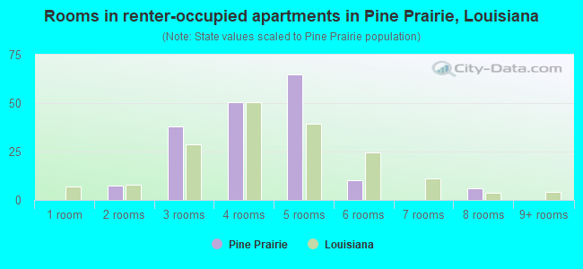 Rooms in renter-occupied apartments in Pine Prairie, Louisiana