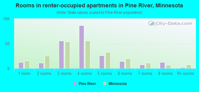 Rooms in renter-occupied apartments in Pine River, Minnesota