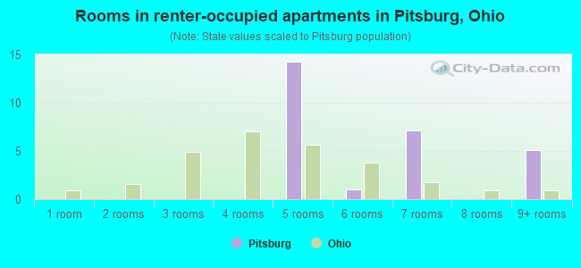 Rooms in renter-occupied apartments in Pitsburg, Ohio