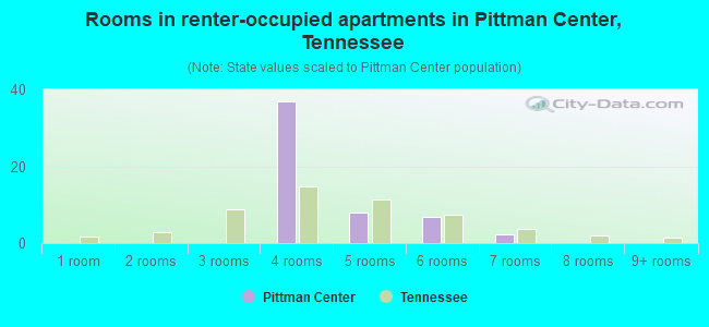 Rooms in renter-occupied apartments in Pittman Center, Tennessee