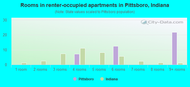 Rooms in renter-occupied apartments in Pittsboro, Indiana