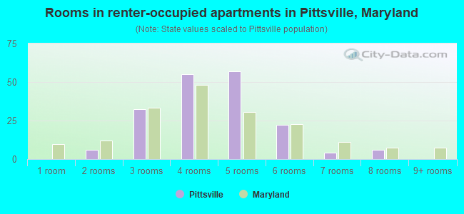Rooms in renter-occupied apartments in Pittsville, Maryland