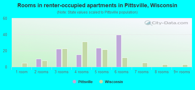 Rooms in renter-occupied apartments in Pittsville, Wisconsin