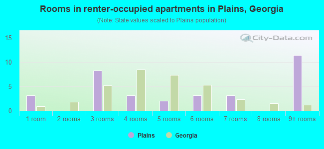 Rooms in renter-occupied apartments in Plains, Georgia