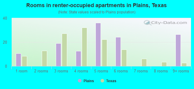 Rooms in renter-occupied apartments in Plains, Texas