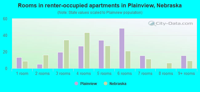 Rooms in renter-occupied apartments in Plainview, Nebraska