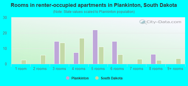 Rooms in renter-occupied apartments in Plankinton, South Dakota