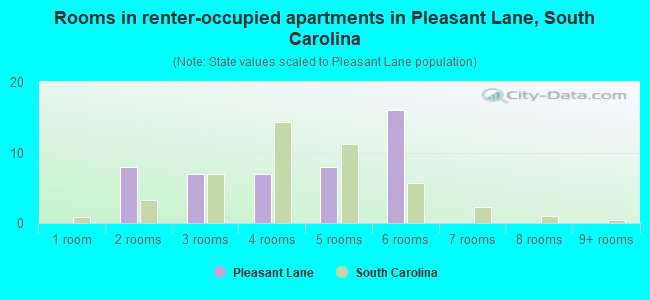 Rooms in renter-occupied apartments in Pleasant Lane, South Carolina