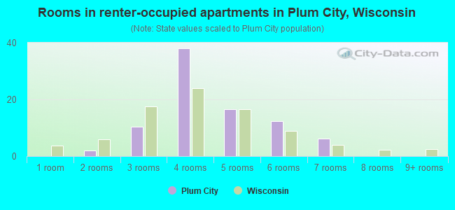 Rooms in renter-occupied apartments in Plum City, Wisconsin