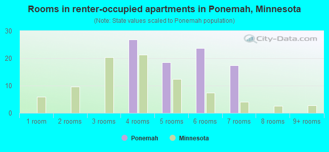 Rooms in renter-occupied apartments in Ponemah, Minnesota