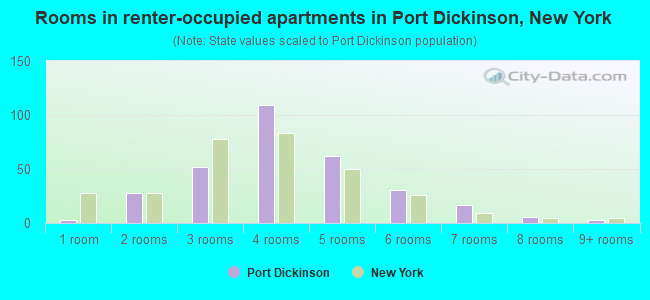 Rooms in renter-occupied apartments in Port Dickinson, New York