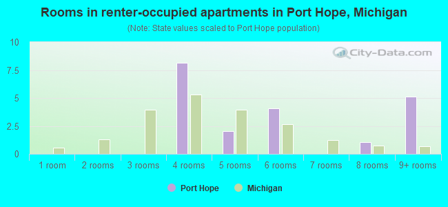 Rooms in renter-occupied apartments in Port Hope, Michigan