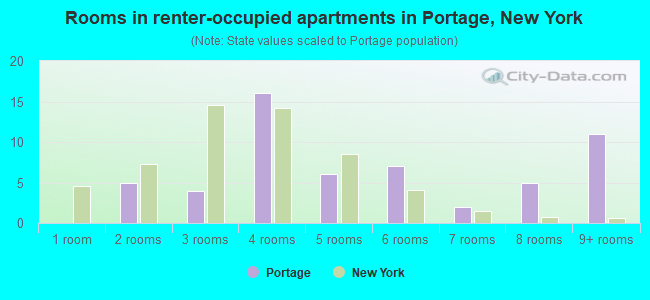 Rooms in renter-occupied apartments in Portage, New York